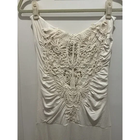 Sky Brand Maxi Dress Large Sleeveless Off White Lace Front NWT - Picture 2 of 9